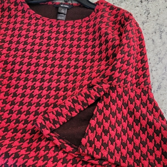 Ali Miles Red and Black Houndstooth Tunic Medium - Picture 4 of 7